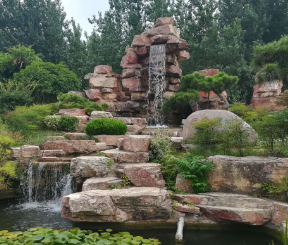 園林景區瀑布流水魚池假山制作